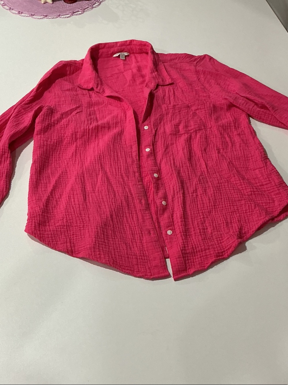Lucky Brand Hot Pink Gauze Button-Down Shirt
